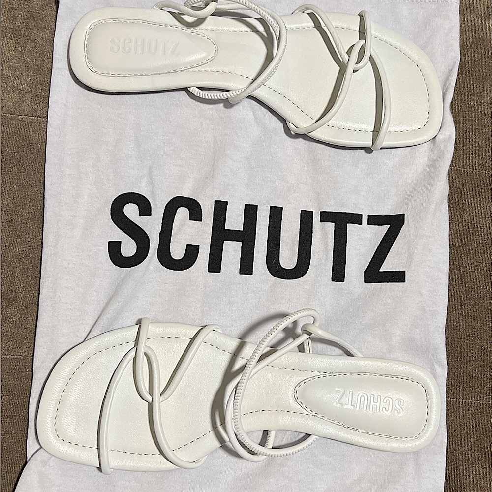 Schutz White Aimi Strappy Sandals